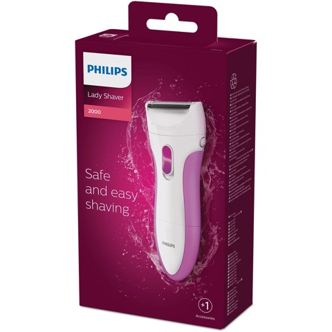 Philips SatinShave Essential Rasoio senza filo Wet & Dry bianco e rosa HP6341/00