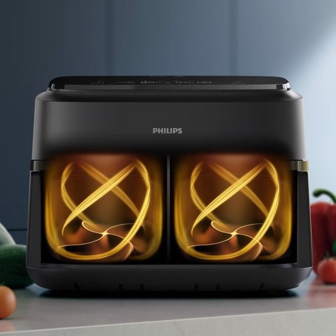 Philips Serie 1000 Airfryer con cestello flexi, Friggitrice ad aria 7.1L, 10 metodi di cottura, App per ricette NA150/00