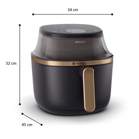 Philips Serie 3000 Airfryer da 7.2 L, Friggitrice ad aria 16 in 1, Finestra e luce, App ricettario NA342/00