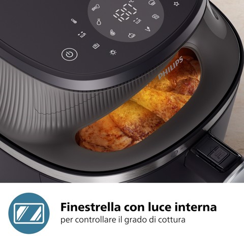 Philips Serie 3000 Airfryer da 7.2 L, Friggitrice ad aria 16 in 1, Finestra e luce, App ricettario NA342/00