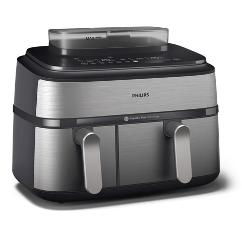 Philips Serie 5000 Airfryer doppio cestello con vapore, Friggitrice ad aria da 9.0L, 19 metodi di cottura, Pulizia cestello automatica, App ricette, NA555/00