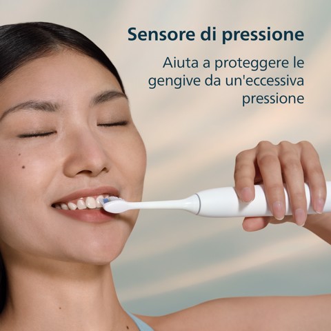 Philips Sonicare serie 5300 Sonicare Spazzolino elettrico sonico con base di ricarica e sensore di pressione colore bianco HX7108/02