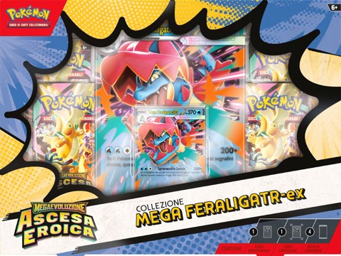 Pokémon Collezione Mega Emboar-EX, Mega Feraligatr-EX e Mega Meganium-EX dell'Espansione Megaevoluzione - Ascesa Eroica
