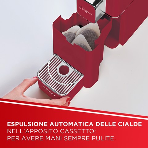 Polti Coffea S15R, macchina da caffè a cialde E.S.E. da 44 m con espulsione automatica delle cialde nell'apposito cassetto, serbatoio removibile da 0,85 l
