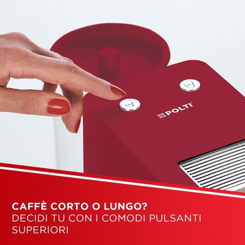 Polti Coffea S15R, macchina da caffè a cialde E.S.E. da 44 m con espulsione automatica delle cialde nell'apposito cassetto, serbatoio removibile da 0,85 l