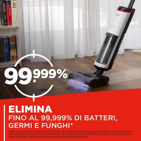 Polti RollySteam WD30C, lavapavimenti senza filo, che aspira, lava e igienizza con il vapore, senza detersivi