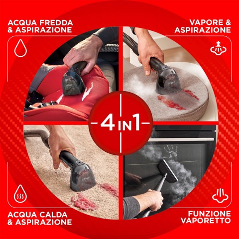 Polti StainOver SC30, lavatappeti con funzione pulitore a vapore, 4 funzioni in 1