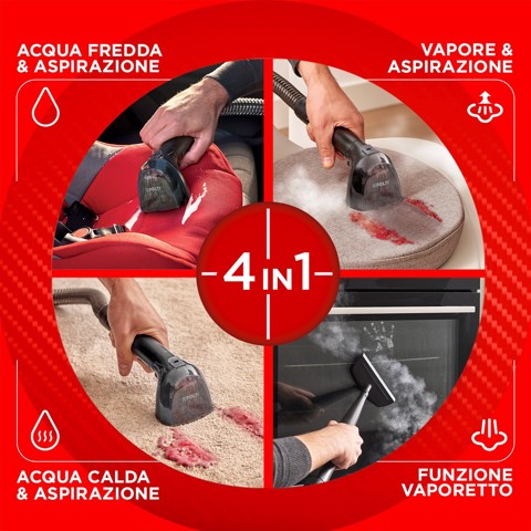 Polti StainOver SC30, lavatappeti con funzione pulitore a vapore, 4 funzioni in 1