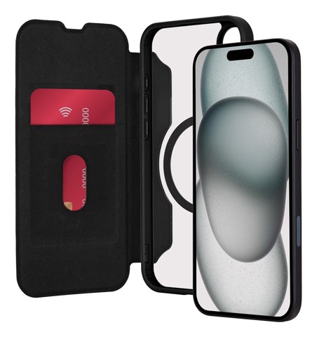 PURO Book Mag 2 custodia per cellulare 15,5 cm (6.1") Custodia a libro Nero, Trasparente