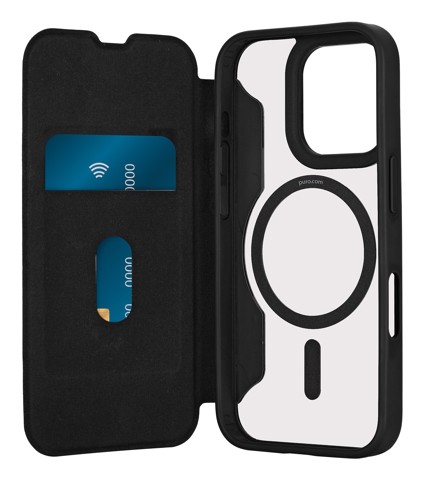 PURO Book Mag 2 custodia per cellulare 16 cm (6.3") Custodia a libro Nero, Trasparente