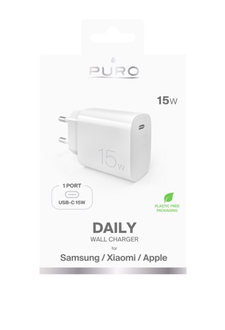 PURO Caricabatterie da Parete DAILY 1 USB-C, 15W