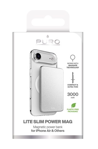 PURO Lite Slim Power Mag Polimeri di litio (LiPo) 3000 mAh Carica wireless Argento