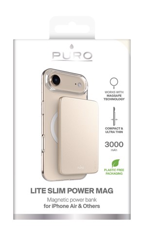 PURO Lite Slim Power Mag Polimeri di litio (LiPo) 3000 mAh Carica wireless Oro