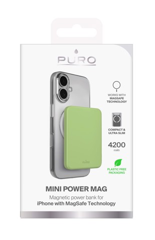 PURO Mini Power Mag Polimeri di litio (LiPo) 4200 mAh Carica wireless Lime