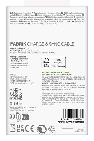 PURO PUCAC10WFABK415MTBEG cavo USB USB 2.0 1,5 m USB A USB C Beige