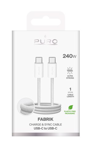 PURO PUCCC240WFABK4WHI cavo USB 1 m USB C 10 Gbit/s 240 W Bianco
