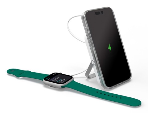 PURO Stand Power Mag Polimeri di litio (LiPo) 5000 mAh Carica wireless Argento, Bianco