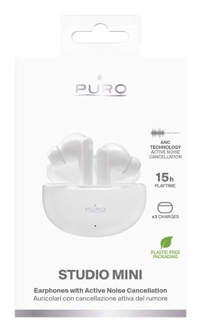 PURO Studio Mini Auricolare True Wireless Stereo (TWS) In-ear Musica e Chiamate USB tipo-C Bluetooth Bianco