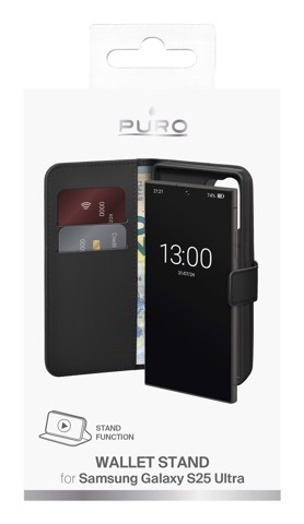 PURO Wallet Stand custodia per cellulare 17,5 cm (6.9") Custodia a borsellino Nero