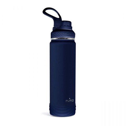 PURO WB750OUTDOORDW1DKBL borraccia Uso quotidiano, Trekking, Sport 750 ml Silicone, Acciaio inossidabile Blu