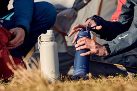PURO WB750OUTDOORDW1DKBL borraccia Uso quotidiano, Trekking, Sport 750 ml Silicone, Acciaio inossidabile Blu