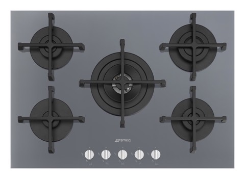 Smeg PIANO GAS 5F 75CM SILVER VETRO Argento Da incasso 72 cm 5 Fornello(i)