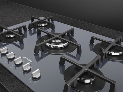 Smeg PIANO GAS 5F 75CM SILVER VETRO Argento Da incasso 72 cm 5 Fornello(i)