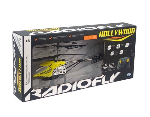 Radiofly Hollywood Elicottero RC - Elicottero 25*20*12 cm, RC 2.4 GHz, 6 Funzioni, LED, 2 Velocità, Fermoposizione, Decollo/Atterraggio Assistiti, Tempo Di Volo 13 Minuti, Batteria Li Poly 3.7 V 550 mAh Inclusa