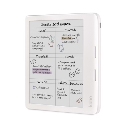 Libra Colour lettore e-book Touch screen 32 GB Wi-Fi Bianco