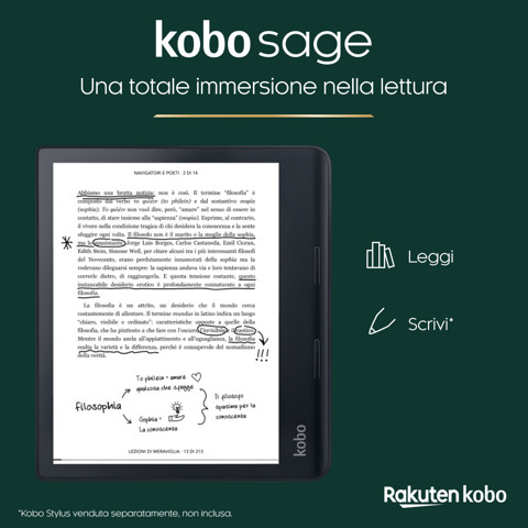 Rakuten Kobo Sage lettore e-book Touch screen 32 GB Wi-Fi