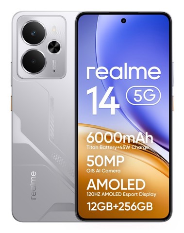 realme 14 16,9 cm (6.67") Android 15 5G 12 GB 256 GB 6000 mAh Argento