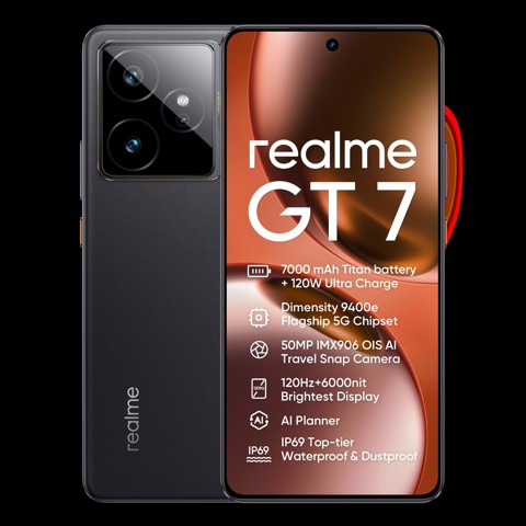 realme GT 7 17,2 cm (6.78") Doppia SIM Android 15 5G USB tipo-C 12 GB 512 GB 7000 mAh Nero