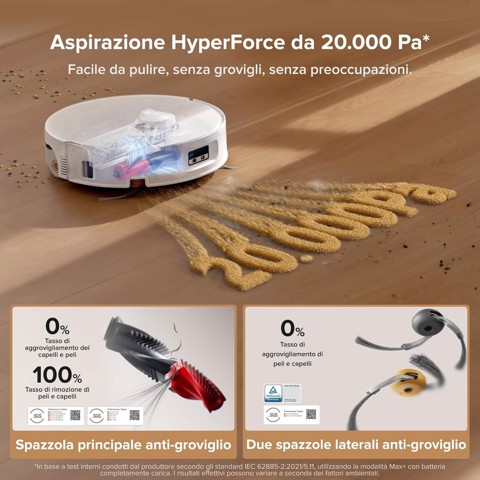 Roborock Qrevo Curv 2 FlowX Robot Aspirapolvere e Lavapavimenti, 270mm Autopulizia Rullo, Aspirazione 20.000 Pa, Protezione Rullo per Tappeti Asciutti, Stazione Multifunzionale, Videochiamata, Hello Rocky