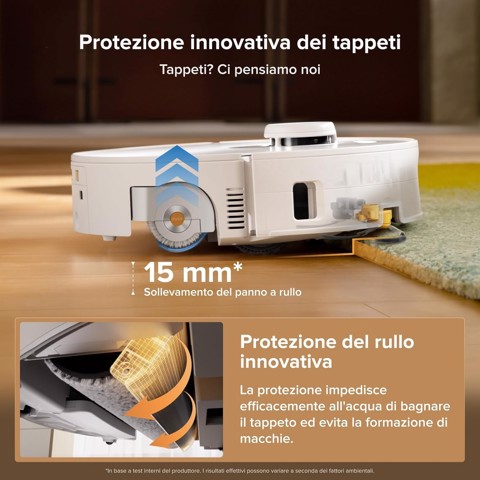 Roborock Qrevo Curv 2 FlowX Robot Aspirapolvere e Lavapavimenti, 270mm Autopulizia Rullo, Aspirazione 20.000 Pa, Protezione Rullo per Tappeti Asciutti, Stazione Multifunzionale, Videochiamata, Hello Rocky