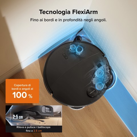 Roborock Qrevo Edge 2X Robot Aspirapolvere Lavapavimenti, Aspirazione HyperForce® 25.000 Pa, Stazione Multifunzione con Lavaggio Panni a 80°C e Asciugatura ad Aria Calda a 55°C, FlexiArm™, Sistema Anti-Groviglio DuoDivide™, Reactive AI