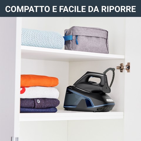 Rowenta Easy Steam VR5121 Stazione da stiro a vapore azionata da pompa 2400 W 1,4 L Acciaio inossidabile Nero, Blu
