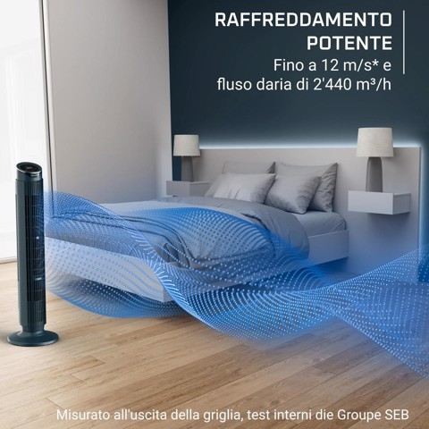 Rowenta Eole Silence Force , Ventilatore a Torre, Raffrescamento Intenso, Silenzioso, VU7050