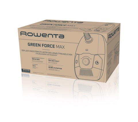 Rowenta Green Force Max G-Force Classic potenza massima 900 W, filtro HEPA, raggio d'azione di 12 m, sacchetto igienico da 4,5 L con sistema di sostituzione rapida, RO4931