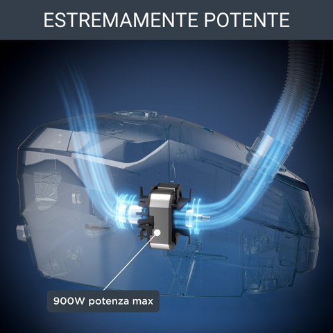 Rowenta Green Force Max G-Force Classic potenza massima 900 W, filtro HEPA, raggio d'azione di 12 m, sacchetto igienico da 4,5 L con sistema di sostituzione rapida, RO4931