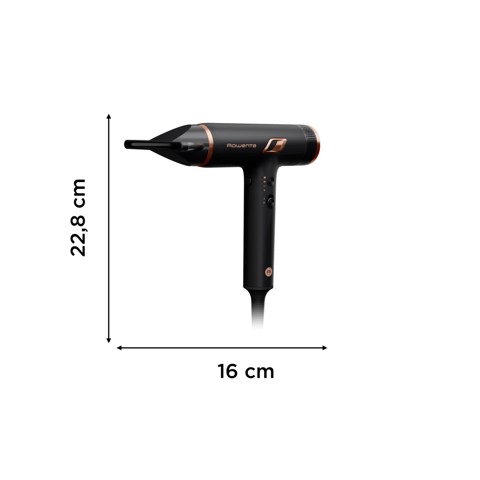 Rowenta Nano Asciugacapelli Brushless Compatto ad Alta Velocità, Boost di Ioni Antistatici e Sensore di Temperatura per Capelli Setosi e Luminosi, 3 Impostazioni di Velocità/Temperatura, HY8310