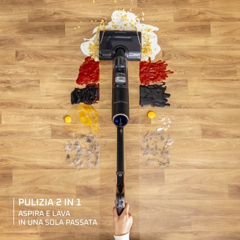 Rowenta X-Clean 7 , Lavapavimenti Senza Fili, Autonomia 50', Tecnologia Smart, Assistente Vocale, Autopulizia e Asciugatura, Luci Led, Pulizia Bordi, GZ5736