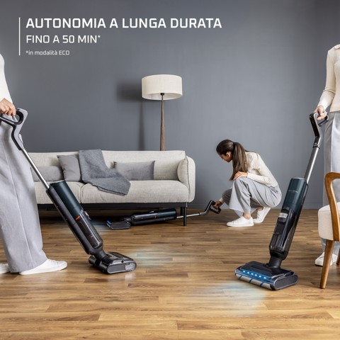 Rowenta X-Clean 7 , Lavapavimenti Senza Fili, Autonomia 50', Tecnologia Smart, Assistente Vocale, Autopulizia e Asciugatura, Luci Led, Pulizia Bordi, GZ5736