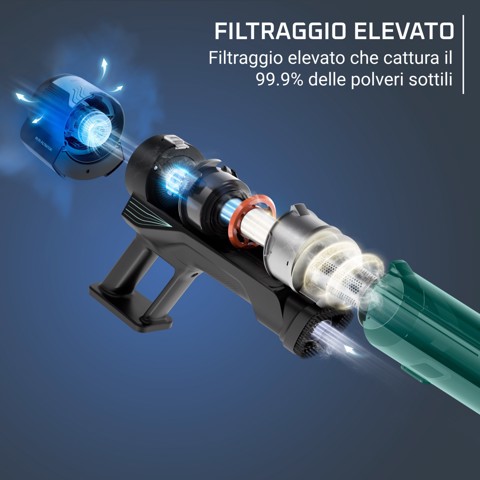 Rowenta X-Force 8.80, Aspirapolvere Senza Filo, Pulizia Potente, 100AW*, RH1833