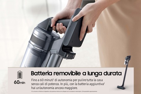 Samsung Aspirapolvere e Lavapavimenti senza filo Jet™ 85 premium 210W con Spazzola lavapavimenti inclusa VS20C852FTB Wet & Dry