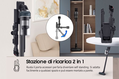 Samsung Aspirapolvere e Lavapavimenti senza filo Jet™ 85 premium 210W con Spazzola lavapavimenti inclusa VS20C852FTB Wet & Dry
