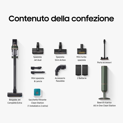 Samsung BESPOKE Jet complete extra, Scopa Ricaricabile Senza Sacchetto, 210 W VS20A95943N