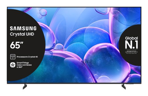 Samsung Crystal UHD 65" UE65U7000FUXZT 4K, Processore Crystal 4K, HDR, Smart Experience, OTS Lite & Adaptive Sound, Metal Stream Design, Smart TV, 2025