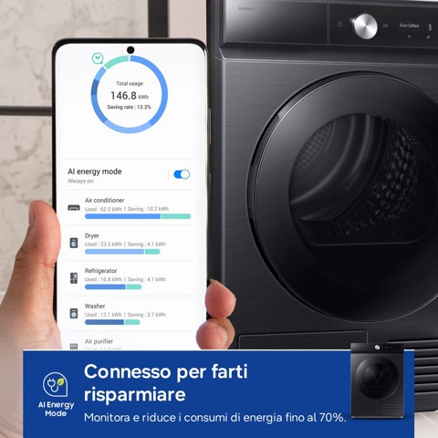 Samsung DV90DB7845GBU3 asciugatrice Libera installazione Caricamento frontale 9 kg Nero