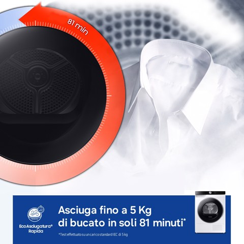 Samsung DV90DG6845LKU3 asciugatrice Libera installazione Caricamento frontale 9 kg Bianco
