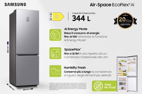 Samsung Frigorifero Combinato EcoFlex 1.85m 344L RB34C671DS9